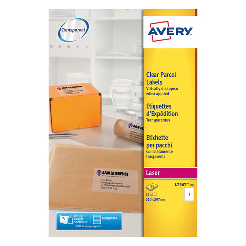 Avery Laser Parcel Label 1 Per Sheet Clear – (Pack of 25)