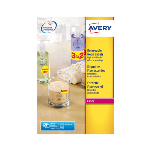 Avery Laser Label 99.1x38.1mm Neon Yellow L7263 – (Pack of 350)