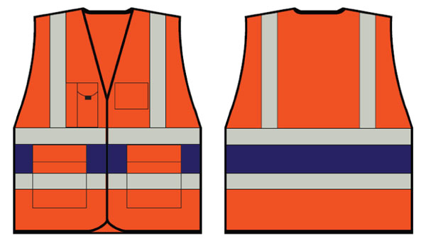 B-Seen Orange Executive Vest With Navy Blue Band