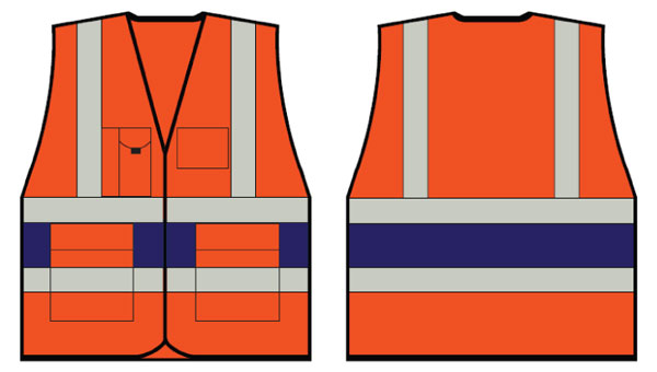 Beeswift Orange Executive Vest With Royal Blue Band 3Xl
