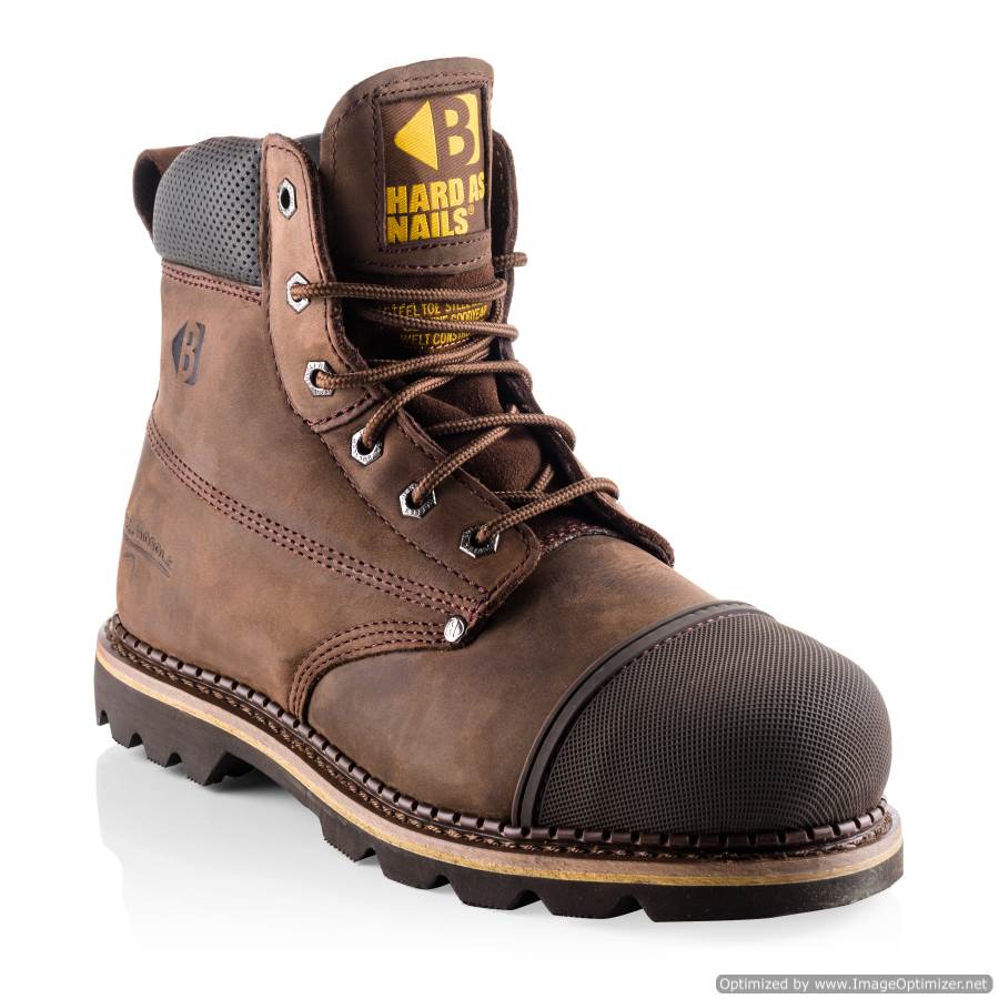 B301 Buckbootz Hard as Nails SB P HRO SRC Chocolate Oil Leather Goodyear Welted Safety Lace Boot