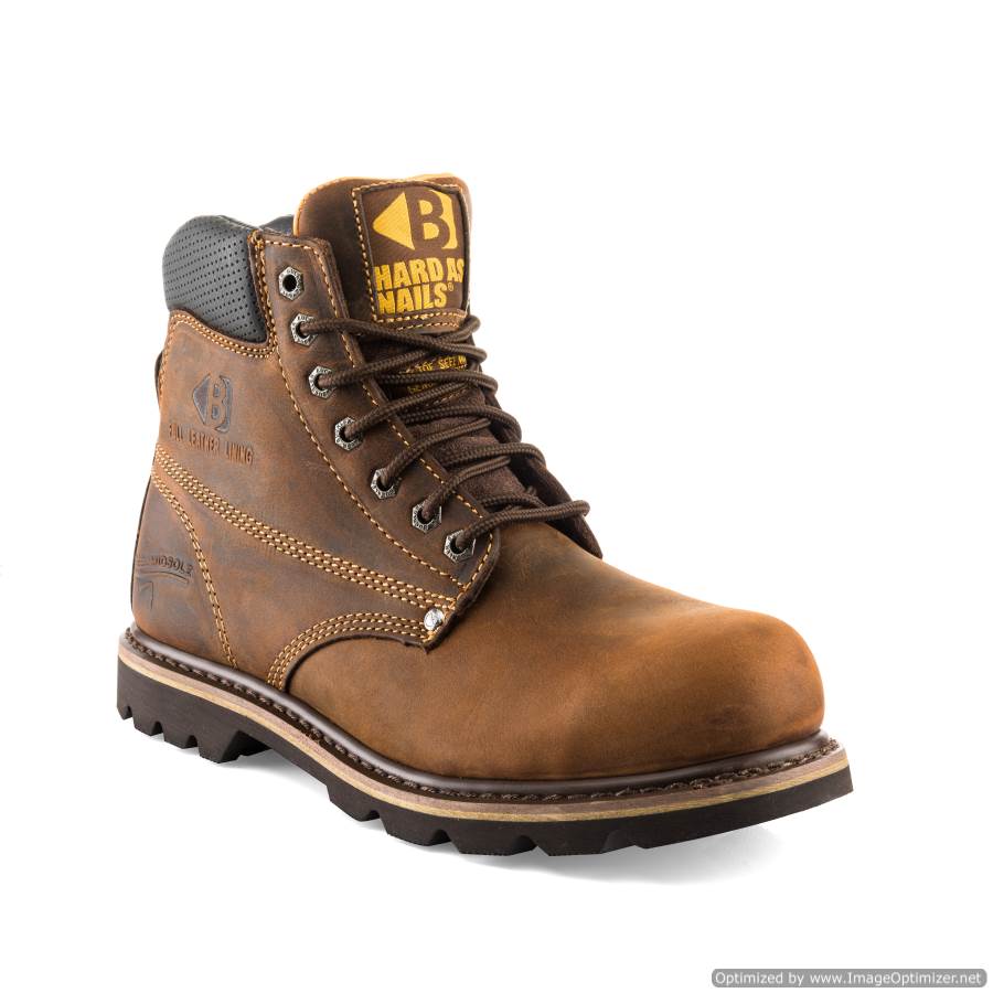 B421 Buckbootz Hard as Nails SB P HRO SRC Dark Brown Leather Lined Goodyear Welted Safety Lace Boot