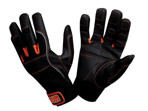 Bahco Power Tool Padded Palm Gloves, size 10 (Large), with reinforced black grip areas.
