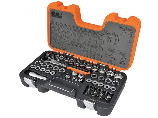 A 53-piece Bahco S530T 1/2-inch drive pass-through socket set for long bolts and studs.