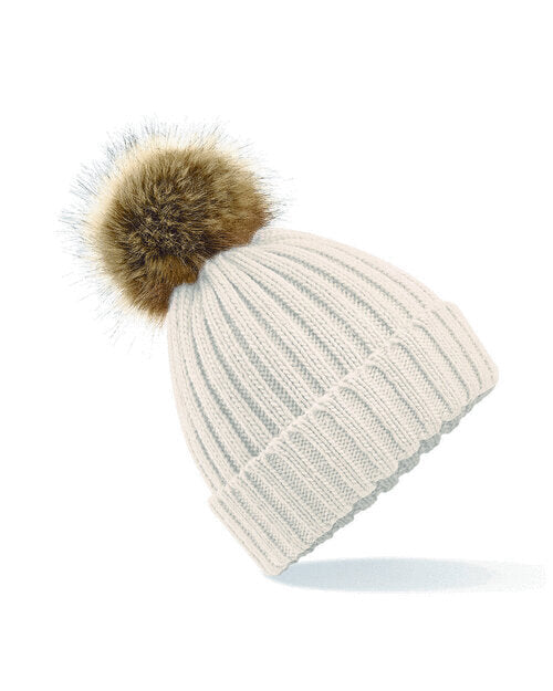 Beechfield Faux Fur Pom Pom Chunky Beanie
