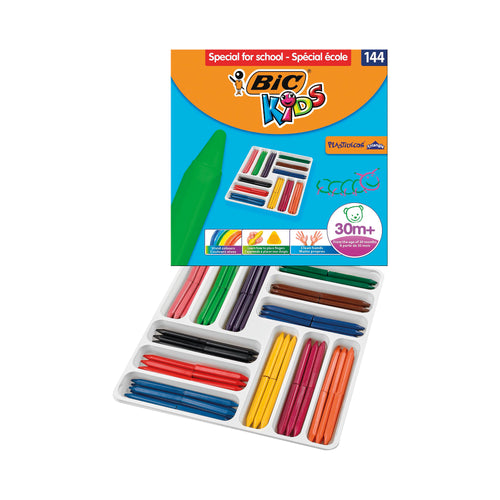 Bic Kids Plastidecor Triangle Crayons Assorted – (Pack of 144)