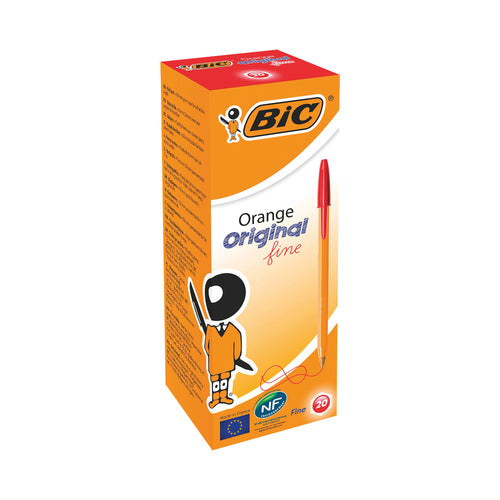 Bic Orange Fine Ballpoint Pen Red – (Pack of 20)