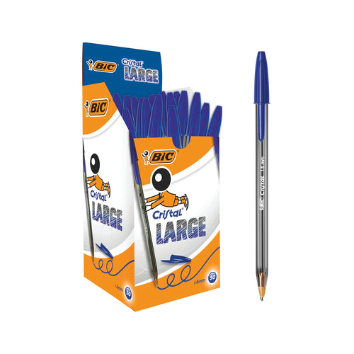 Bic Cristal Large Ballpoint Pen 1.6mm Blue - (Pack of 50)