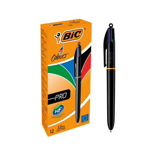 BIC 4 Colours Pro Retractable Ballpoint Pen – (Pack of 12)
