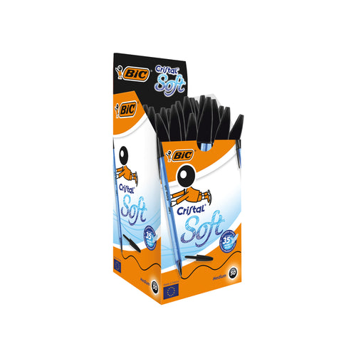 Bic Cristal Soft Ballpoint Pen Medium Black - (Pack of 50)