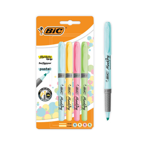 Bic Highlighter Grip Assorted Pastel - (Pack of 4)
