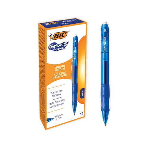 Bic Gel-ocity Original Gel Pen Medium Blue - (Pack of 12)