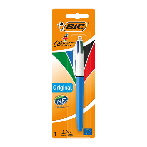BIC 4 Colours Retractable Ballpoint Pen Black/Blue/Red/Green – (Pack of 10)