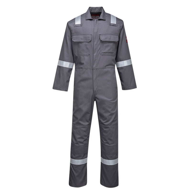 Portwest green hi-vis coverall with two-tone panel