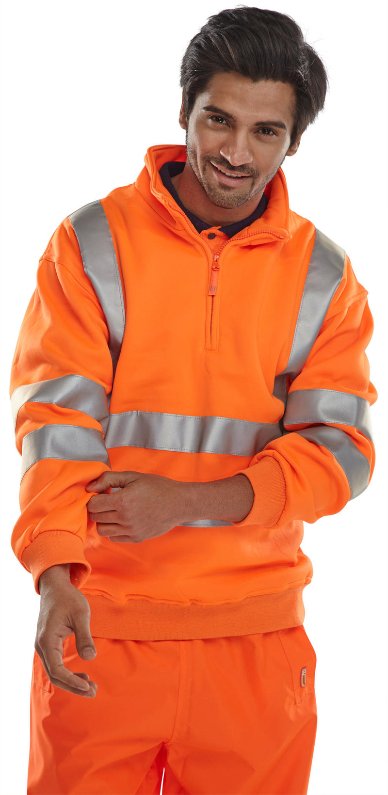 B-Seen Essential Quarter Zip Sweatshirt Hi-Vis Jumper