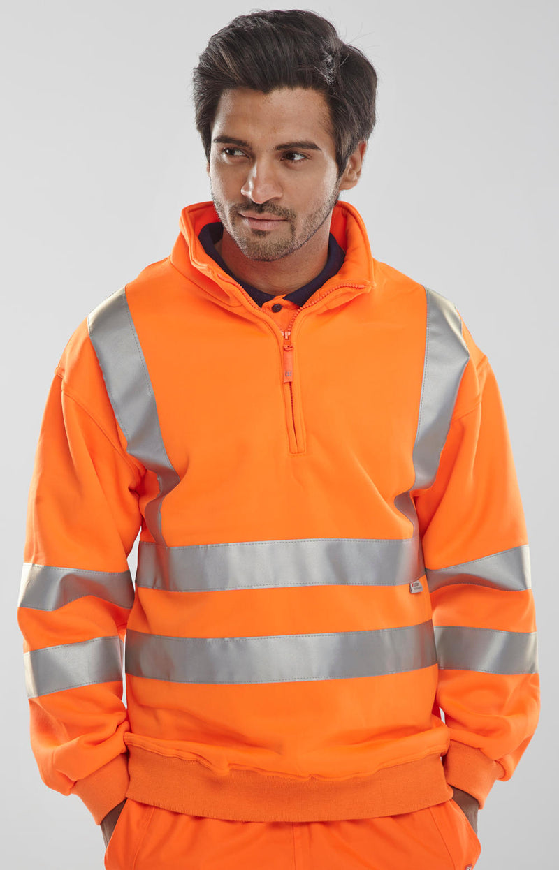 B-Seen Essential Quarter Zip Sweatshirt Hi-Vis Jumper