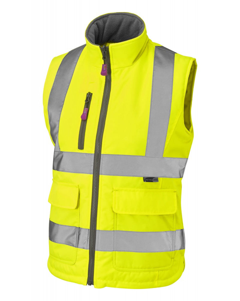Leo Workwear Sandymere grey and yellow high-visibility waistcoat for maximum protection