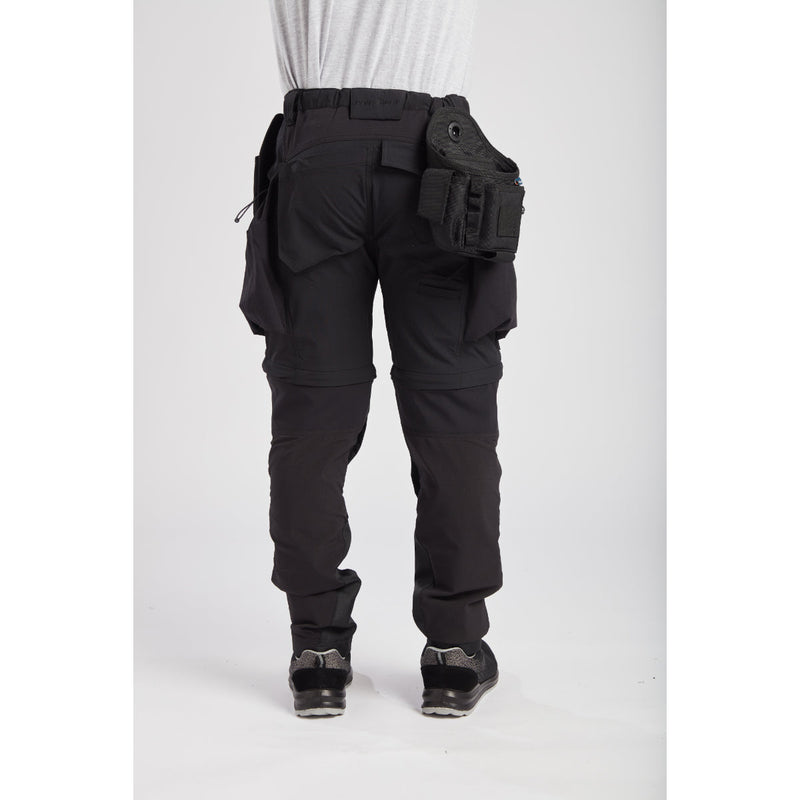 View of the modular trousers converted into shorts.