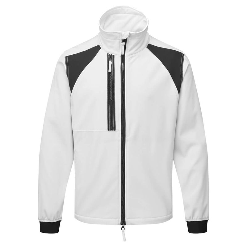 White coverall with clean-cut professional finish, zip front, and functional pockets