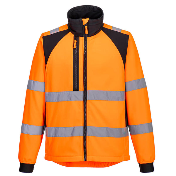 Orange hi-vis coverall with twin-stitched seams, reflective tape, and rugged durability