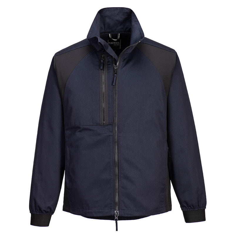 dark grey Portwest WX2 eco stretch work jacket.
