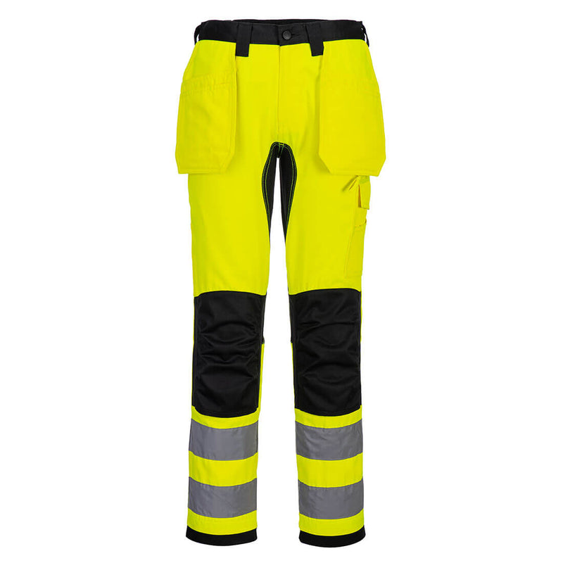 Portwest WX2 Eco Hi-Vis Holster Trousers in yellow/black.
