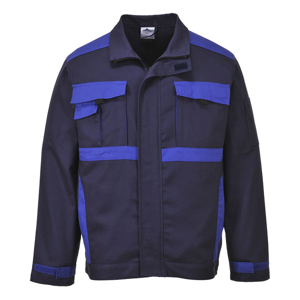 navy Portwest Krakow jacket with a fleece collar.