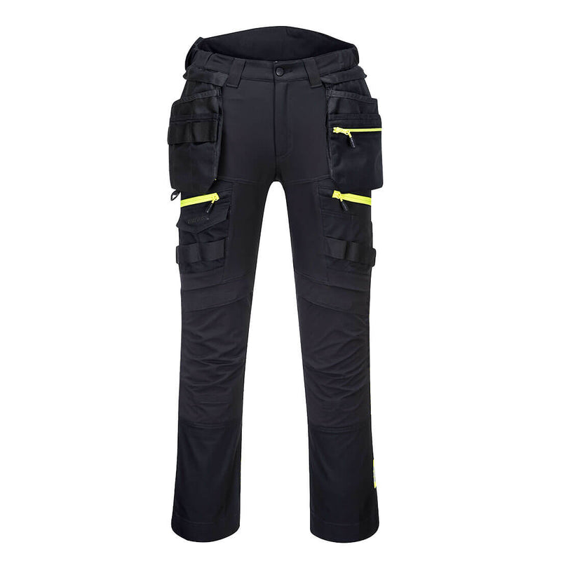 Portwest DX4 Women's Detachable Holster Pocket Trousers in black.