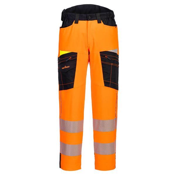 Portwest DX4 Hi-Vis Service Trousers in orange/black.