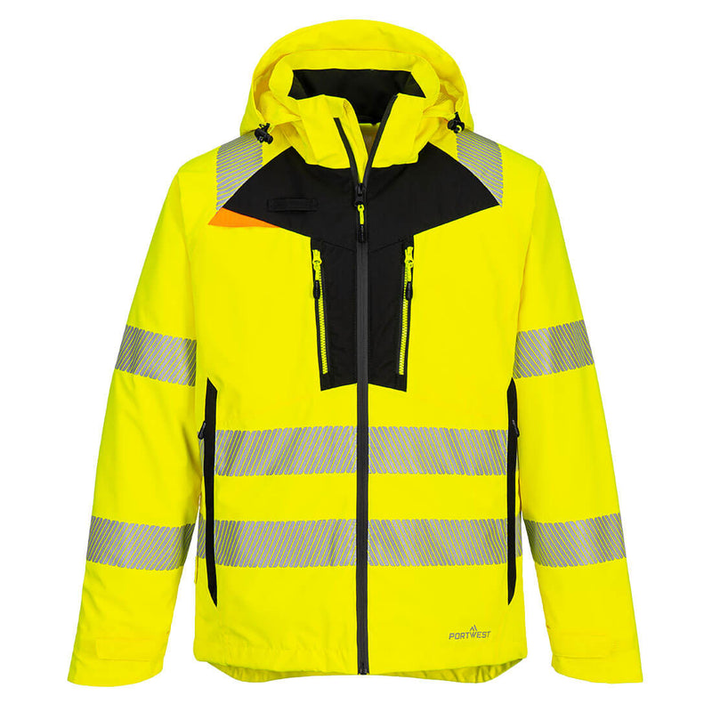 Portwest Hi-Vis Rain Jacket in a vibrant yellow.