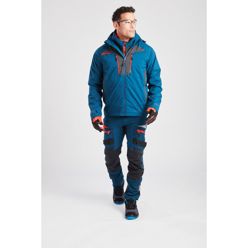 Back view of a man in Portwest DX4 Quarter-Zip Hoodie and work trousers.