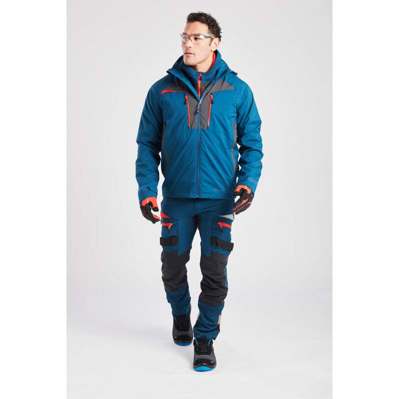 Man in Portwest DX4 Quarter-Zip Hoodie demonstrating arm movement.