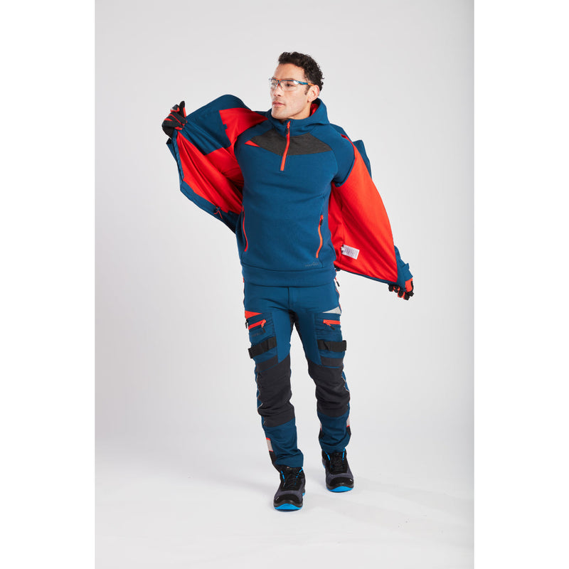 Man in Portwest DX4 Quarter-Zip Hoodie demonstrating ease of movement.