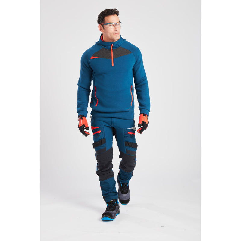 Professional wearing Portwest DX4 Quarter-Zip Hoodie in a work setting.