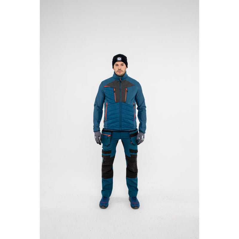 Full shot of a Portwest DX4 Hybrid Baffle Jacket in black on a mannequin.