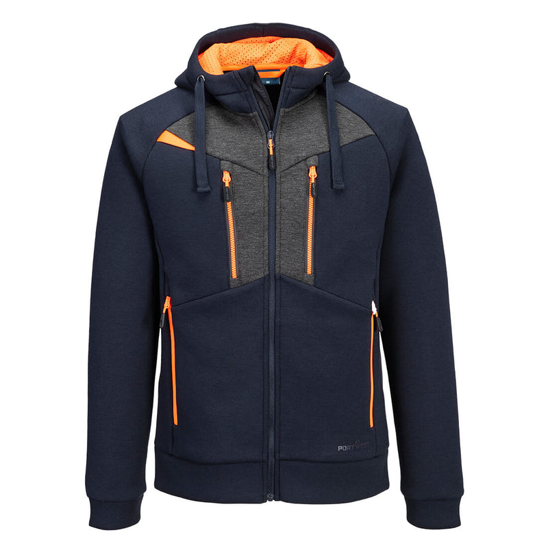 Deep navy blue Portwest DX4 Zipped Hoodie a durable and stylish option.