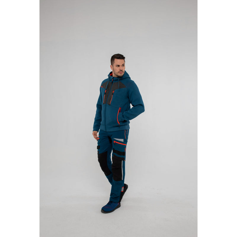Side view of a man in Portwest DX4 Zipped Hoodie showcasing the comfortable fit.