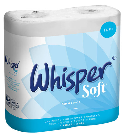 B-Smart/Esfina/Fentex Whisper Soft Luxury Toilet Roll 2 Ply - Pack Of 4 Rolls