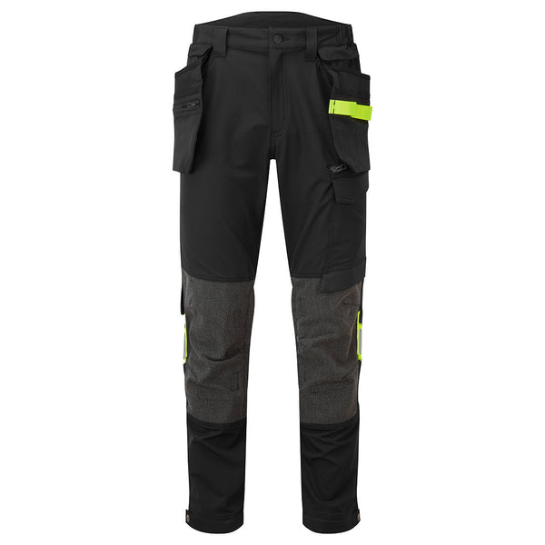 Black Portwest EV4 stretch holster trousers (EV440) designed for maximum flexibility and comfort during active work.