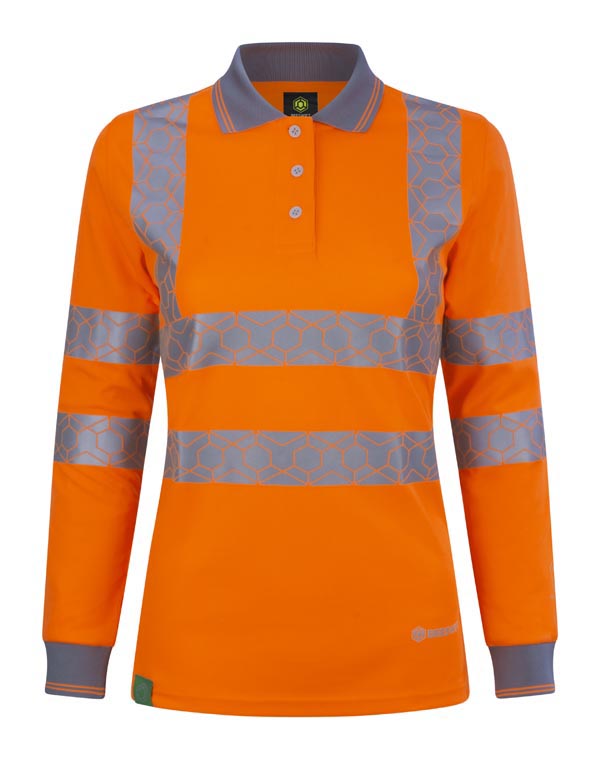 Envirowear Ewear Recyclable Womens Hi Vis L/S Polo Shirt Or 10 (M)