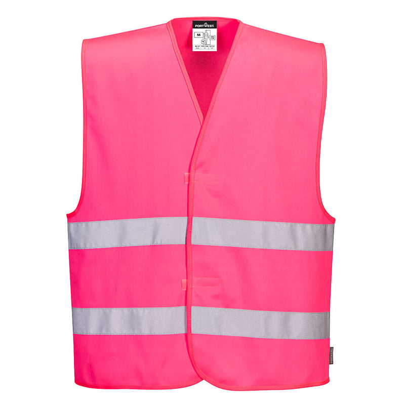 Portwest Iona Vest with reflective tape in pink.