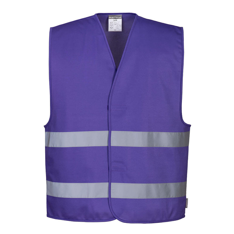 Portwest Iona Vest with reflective tape in purple.
