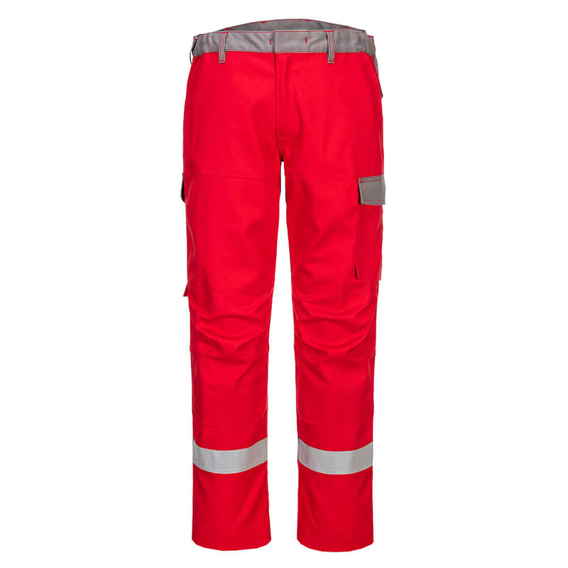 Portwest Bizflame Industry Two Tone Trousers FR06 in red, front view