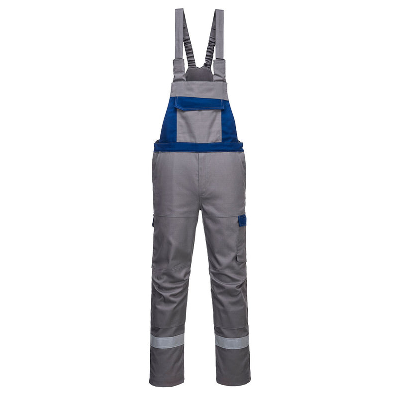 Portwest Bizflame Industry Two-Tone Bib and Brace (FR07) in a functional red and black combination.