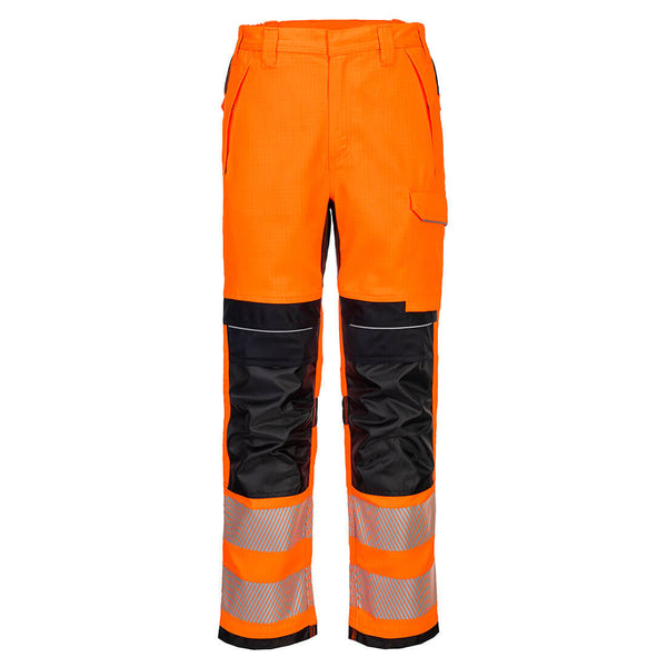 Portwest PW3 FR HVO Work Trousers in orange and black color