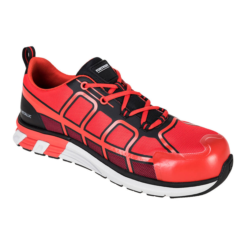 Portwest Olymflex Barcelona trainer in red with reinforced toe and heel grip