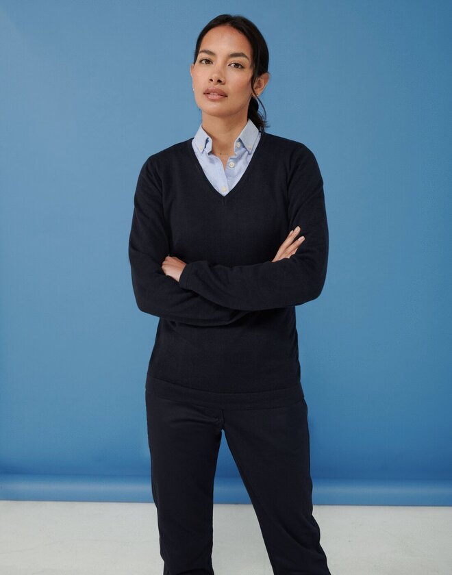 Henbury Ladies Lightweight V Neck Jumper