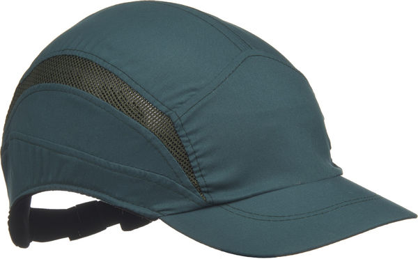 Classic green 3M First Base 3 safety bump cap with a stylish, reduced peak design.