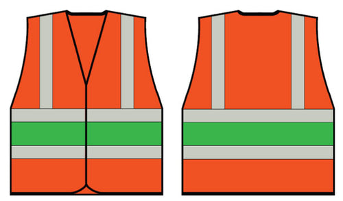 B-Seen Hv Vests & Jerkins Orange Wceng Vest With Green Band 3XL