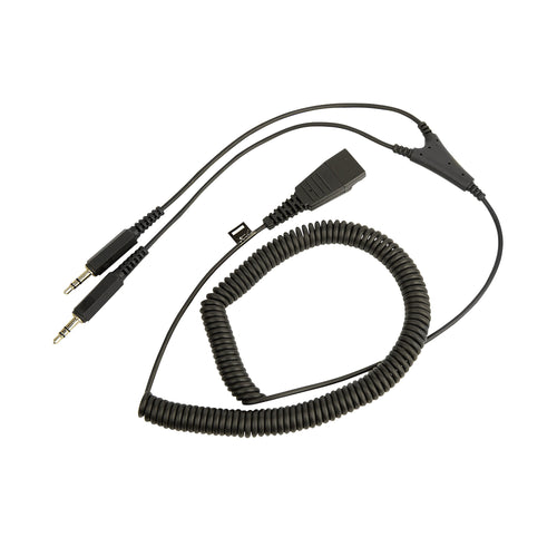 Jabra Quick Disconnect (qd) Pc Cord To Dual 3.5mm Jack Coiled Cord 8734-599